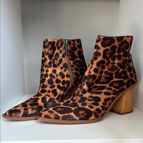 1. State Shoes - 1. State Leopard Print Block Heel Ankle Booties - Brown/Black